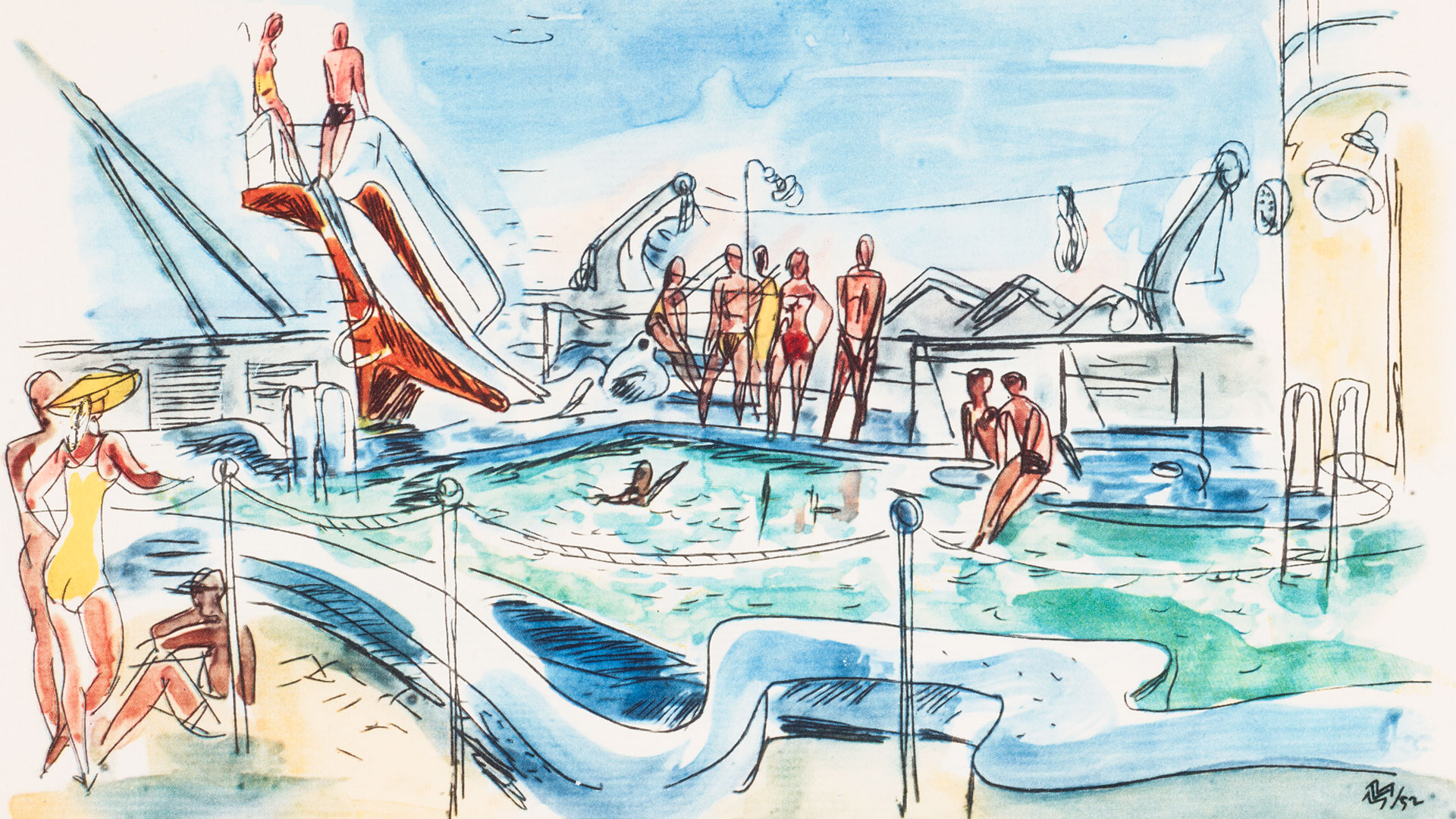 Illustration of a cruise ship pool deck