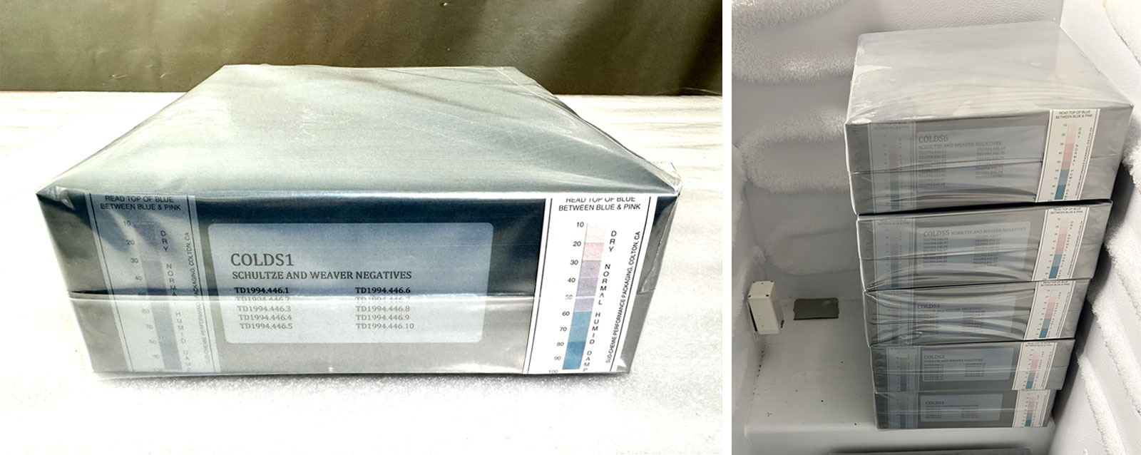 Photographs of freezer boxes