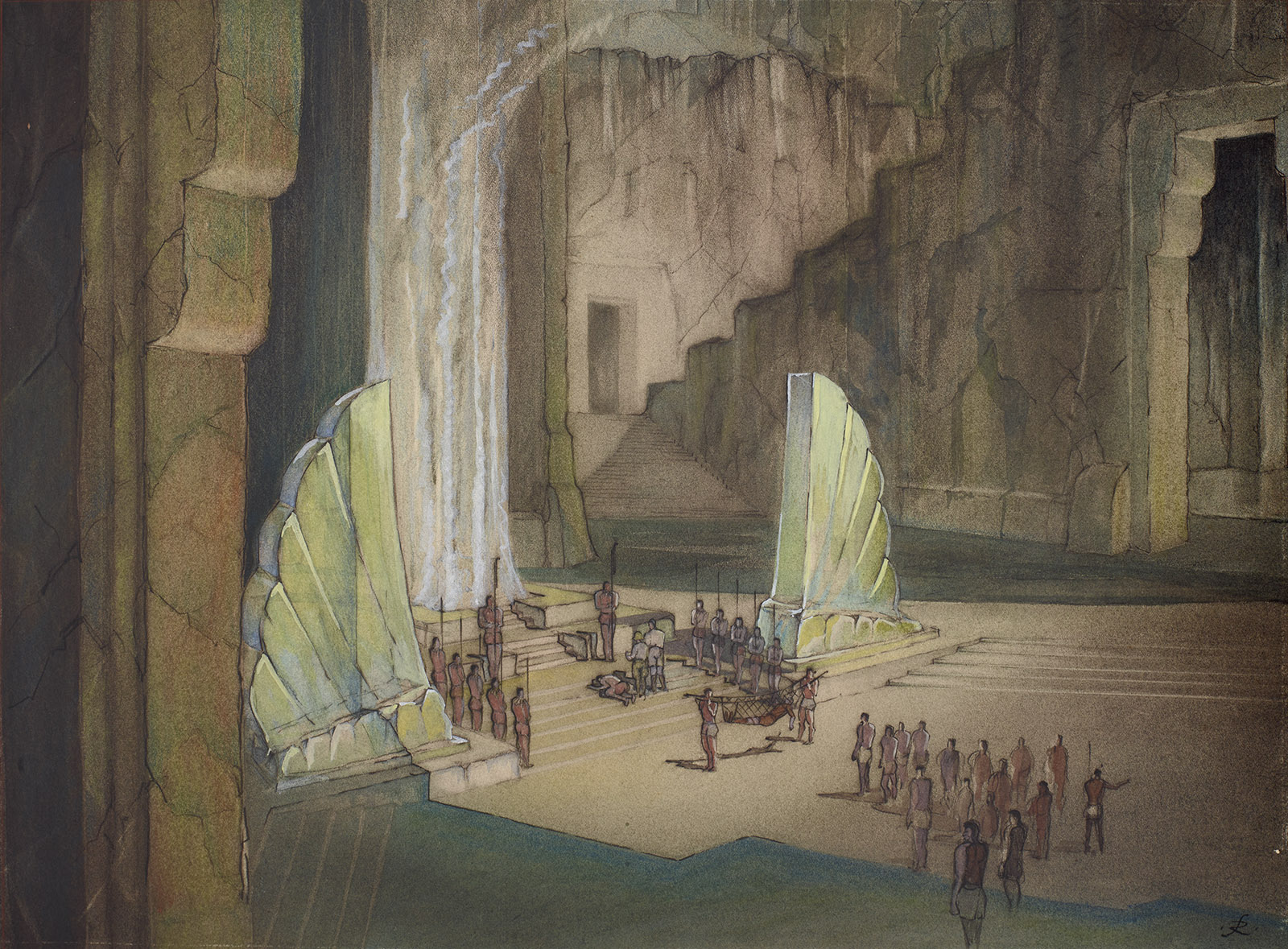 Design Drawing for the motion picture She, 1935. Robert Doulton Stott, artist. The Wolfsonian–FIU, Mitchell Wolfson Jr. Collection, TD1995.9.20.