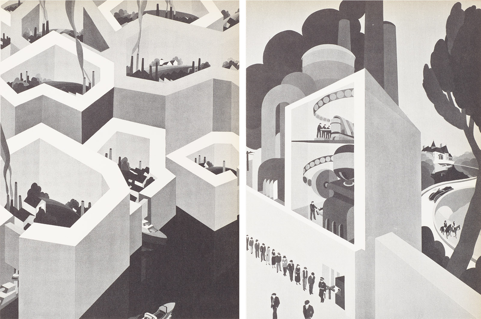 Illustrations from Humanities, c. 1935. John Vassos, illustrator. Ruth Vassos, author. E. P. Dutton, publisher, The Wolfsonian–FIU, The Mitchell Wolfson, Jr. Collection, 83.2.838.